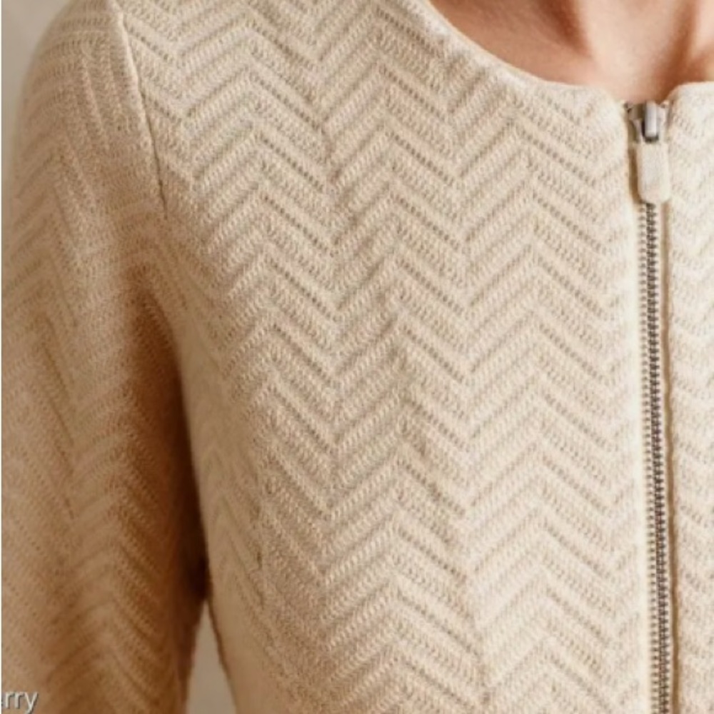Anthropologie Ivory Chevron Blazer - Picture 3 of 8